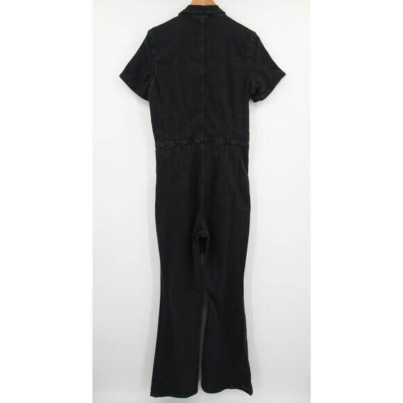 Free People We The Free Jayde Flare Jumpsuit Black Mamba NWT Denim Size L - Picture 12 of 12
